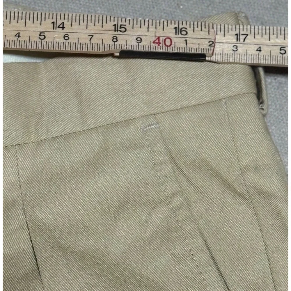 LL Bean Pleated Chino Pants W36 Classic Khaki Cotton Blend Twill Trousers vtg